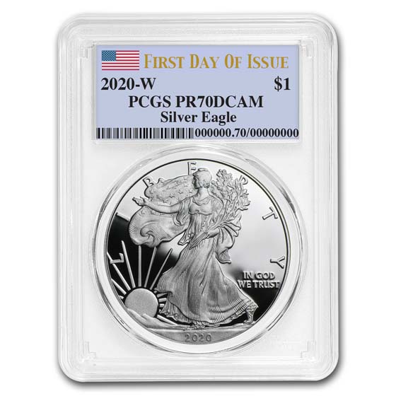 2019-W PROOF SILVER EAGLE-PCGS PR70-FIRST DAY OF ISSUE-MERCANTI-FLAG-POP 300!!!